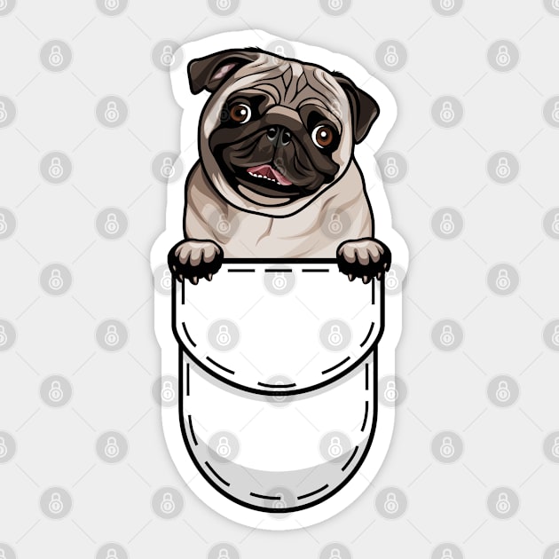 Pug Pocket Dog Sticker by Pet My Dog